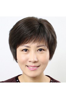 FESHFEN真發短發女士中老年假發真人發老人直發手織頂心整頂頭套