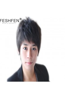 FESHFEN真人發(fā)假發(fā)蓬松短假發(fā)帥氣男生短發(fā)手織真發(fā)逼真時(shí)尚男款